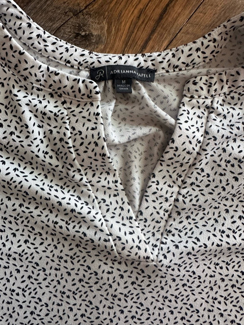 Adrianna Papell Cream Top with Black Dotted Microprint